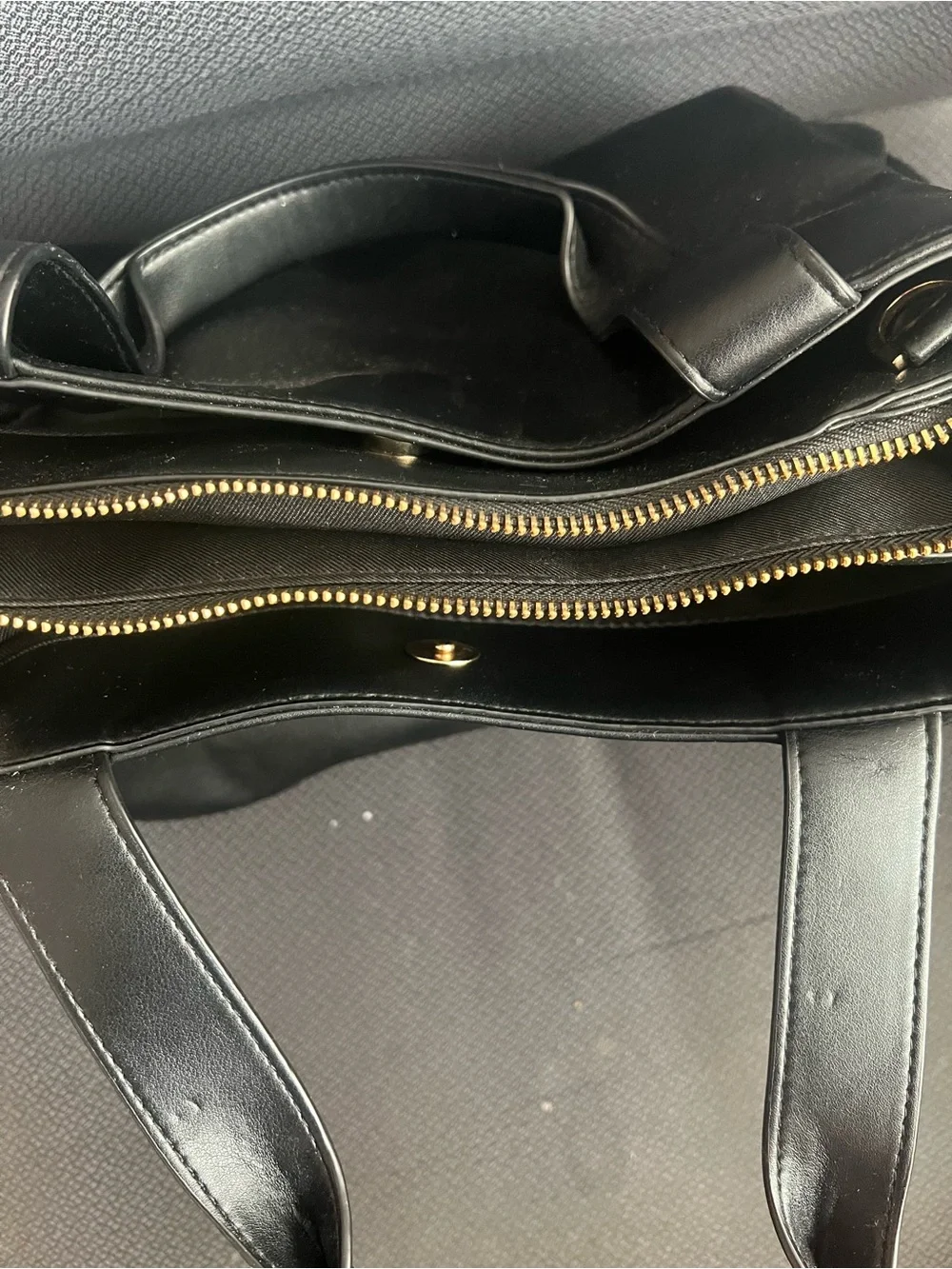 a new day Black Tote with Gold Zipper Detail